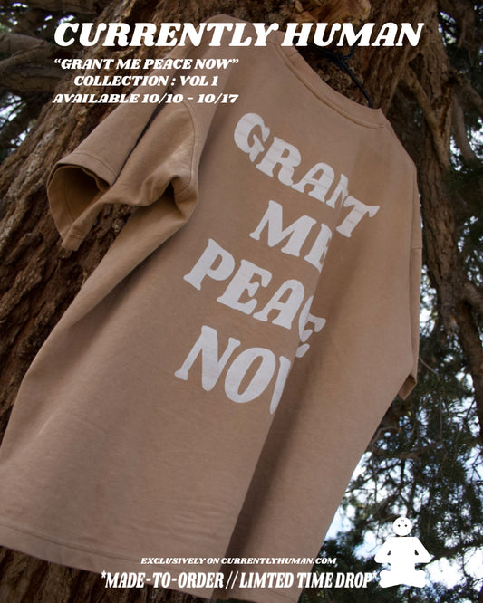 “GRANT ME PEACE NOW” TEE (sand dune)