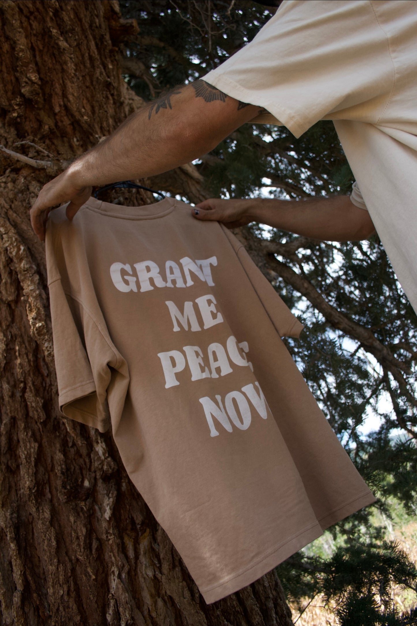 “GRANT ME PEACE NOW” TEE (sand dune)
