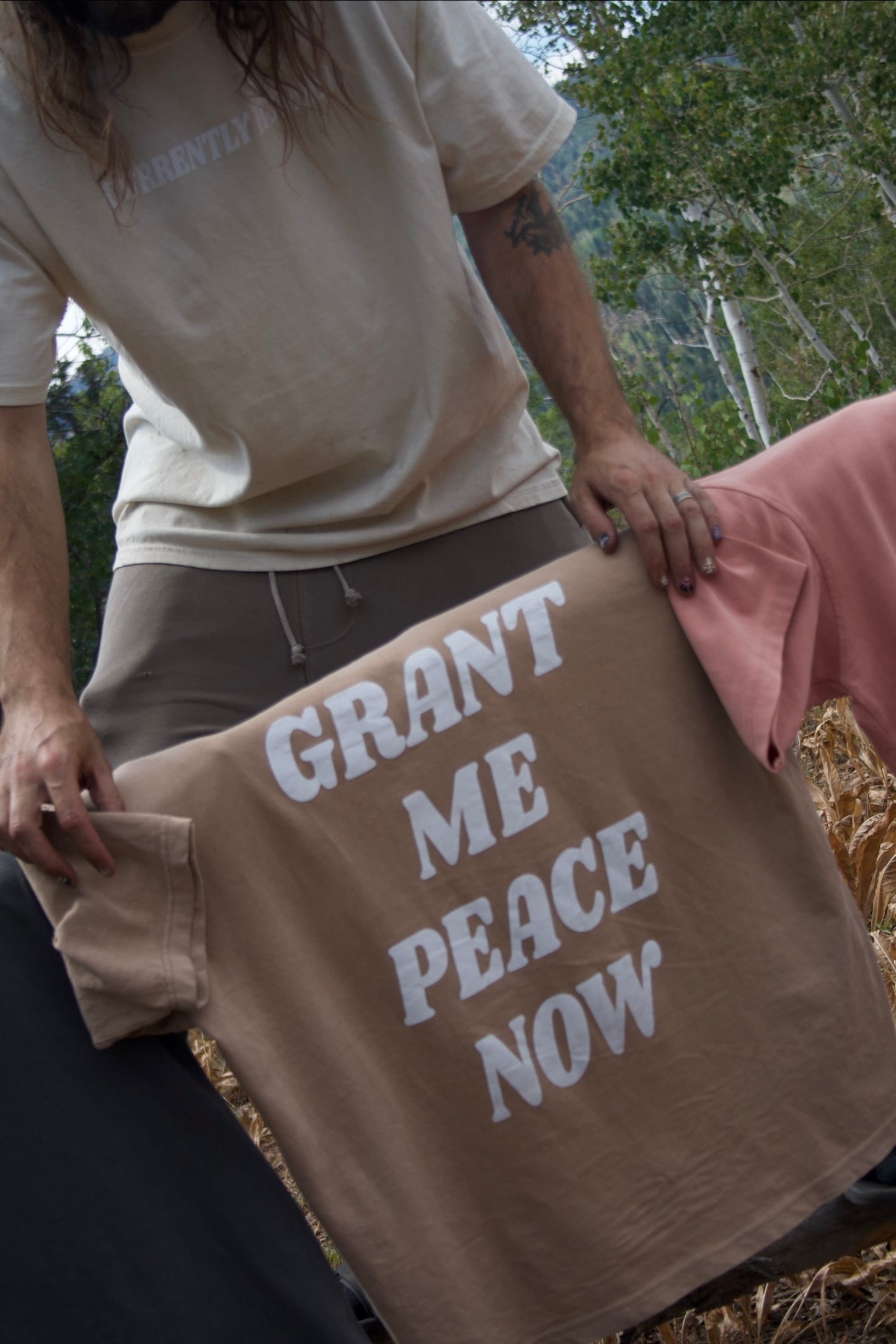 “GRANT ME PEACE NOW” TEE (sand dune)