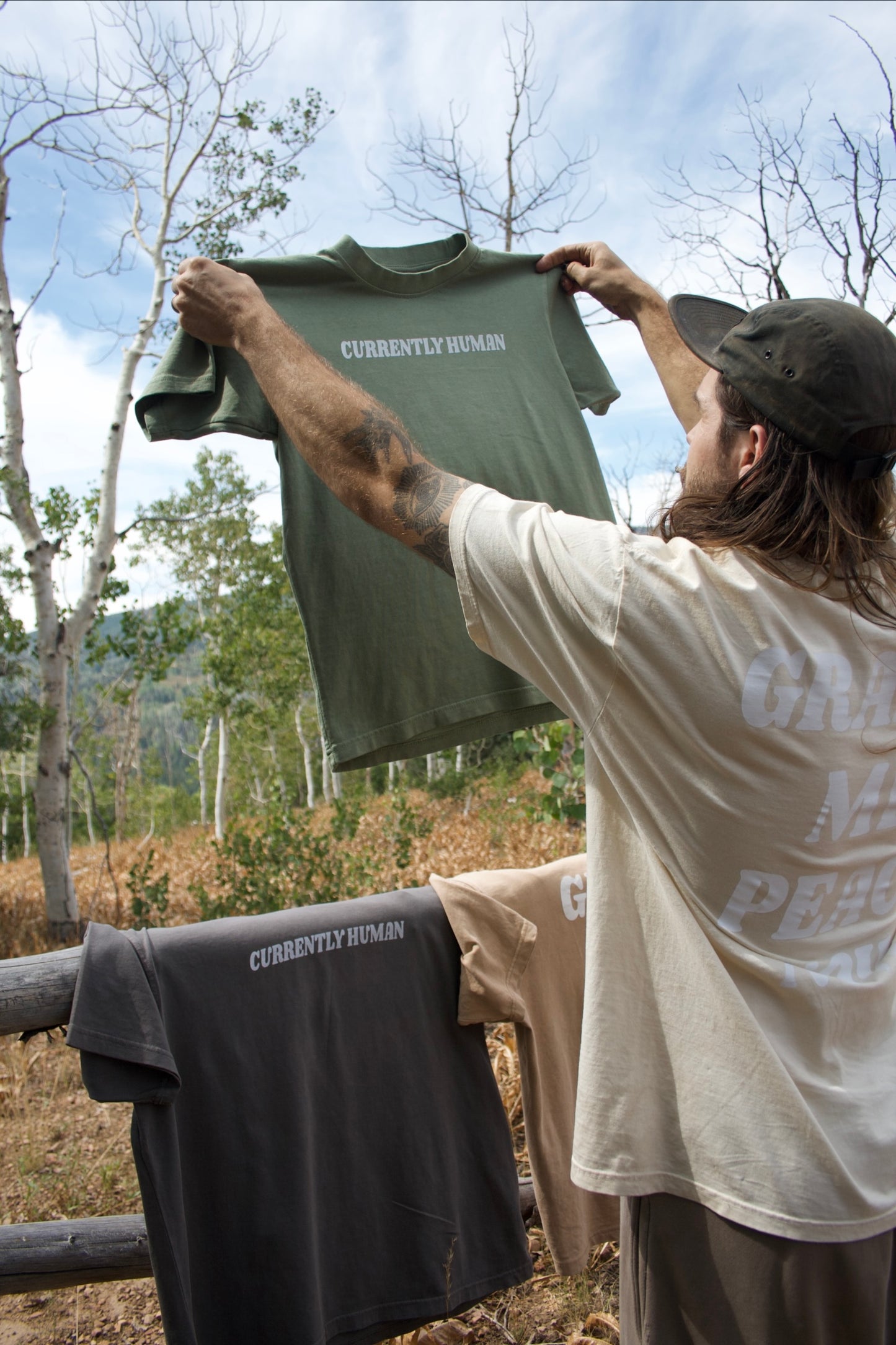 “GRANT ME PEACE NOW” TEE (mountain sage)